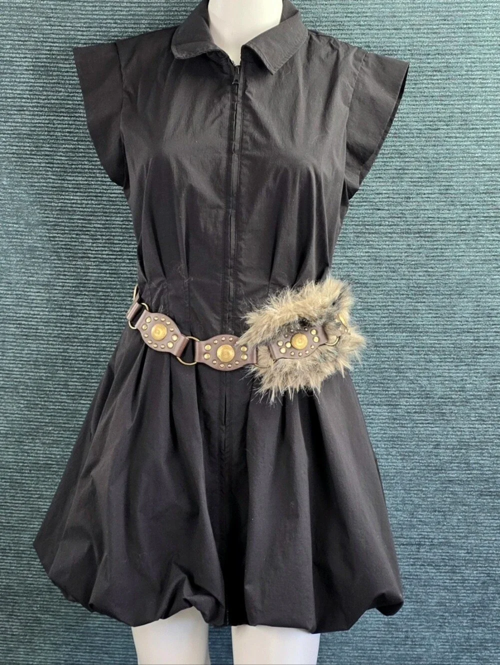 Faux Fur Y2K Style Faux Leather Belt For Cosplay, Festivals, Fun! NWOT
